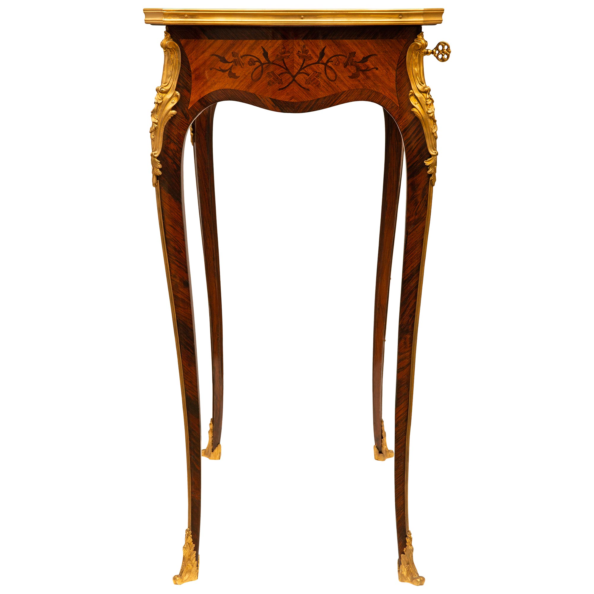 French Table With Marquetry And Ormolu Mounts Louis XV style 19th