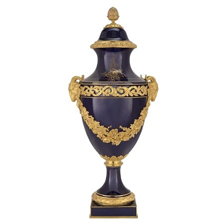 A French 19th Century Louis XVI St. Cobalt Blue Sèvres Porcelain And Ormolu  Lamp