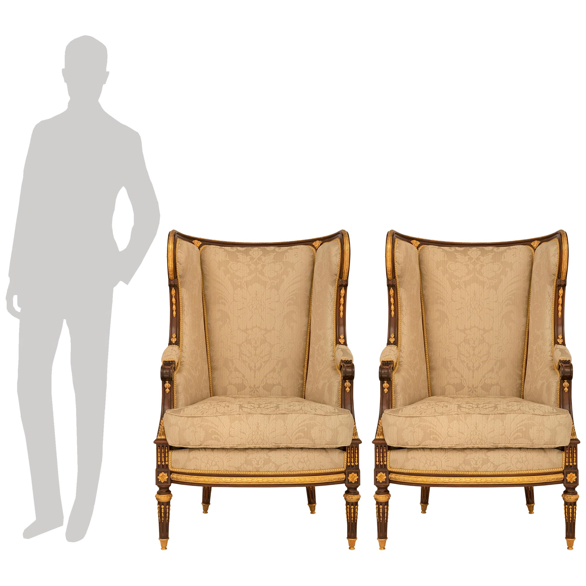 Pair of Louis XV style armchairs, curved armrests and legs, France