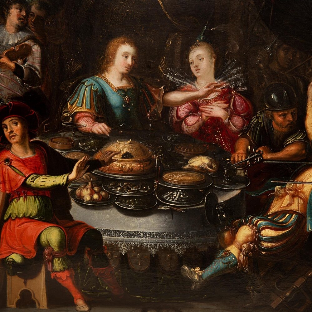 A Dutch 17th Century Oil On Wood Painting In The Manner Of Frans Francken