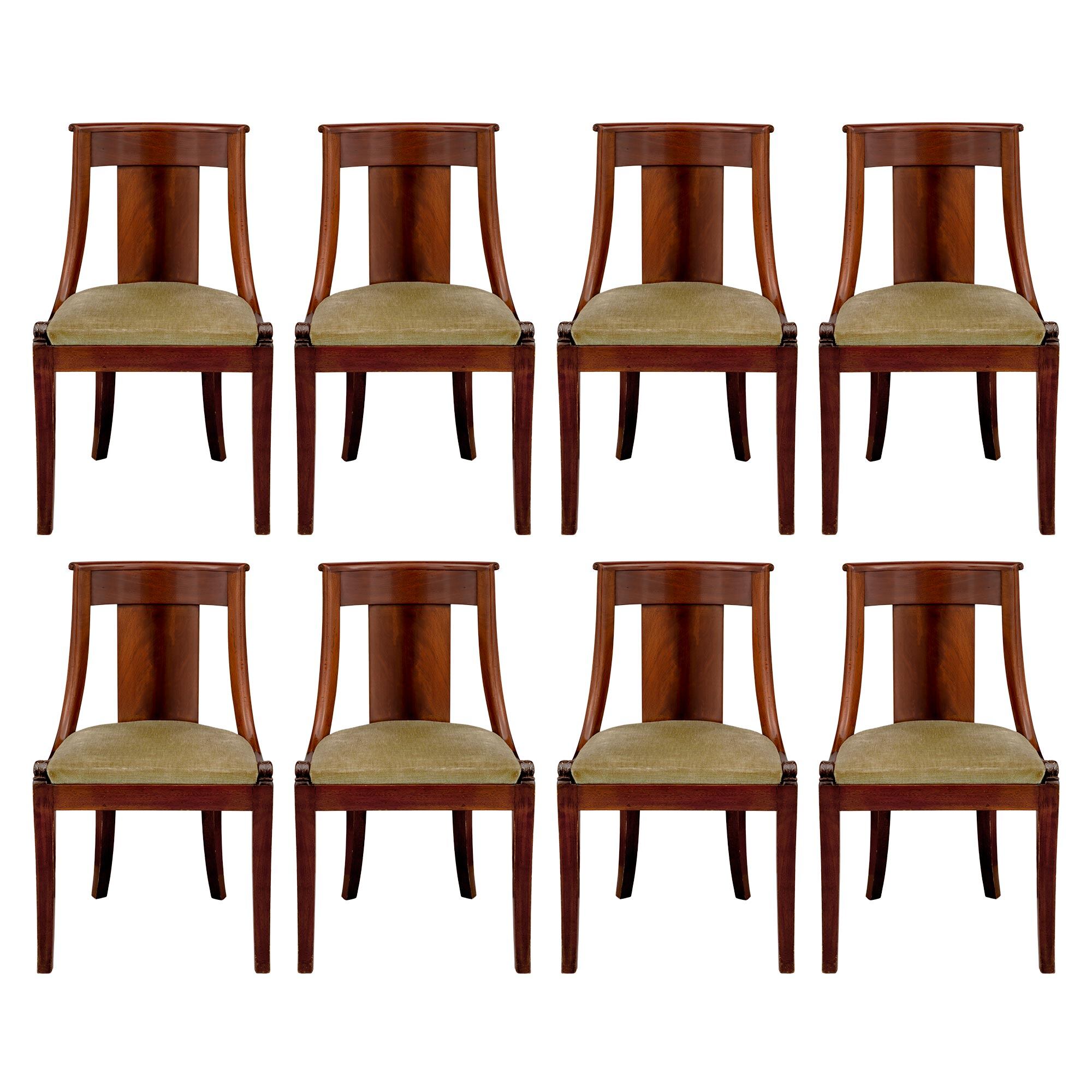 Eight French 19th Century Empire, Empire Dining Chairs