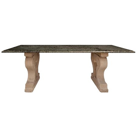 A French 19th century limestone and Vert de Patricia marble center/dining table