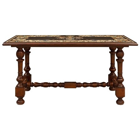 An Italian 19th century Louis XIV st. Walnut and Scagliola coffee table