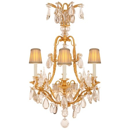 A French 19th century Louis XVI st. Belle Époque period ormolu and Baccarat crystal chandelier