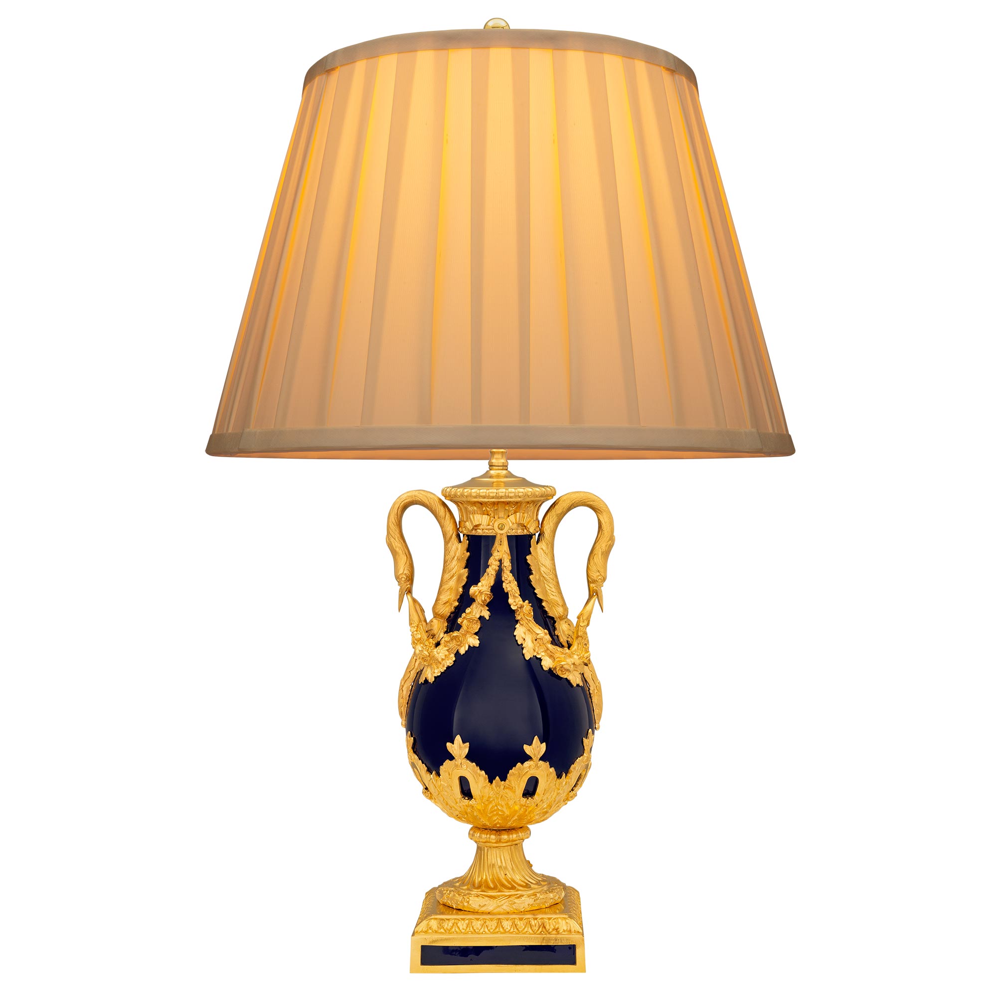 A French 19th Century Louis XVI St. Cobalt Blue Sèvres Porcelain And Ormolu  Lamp