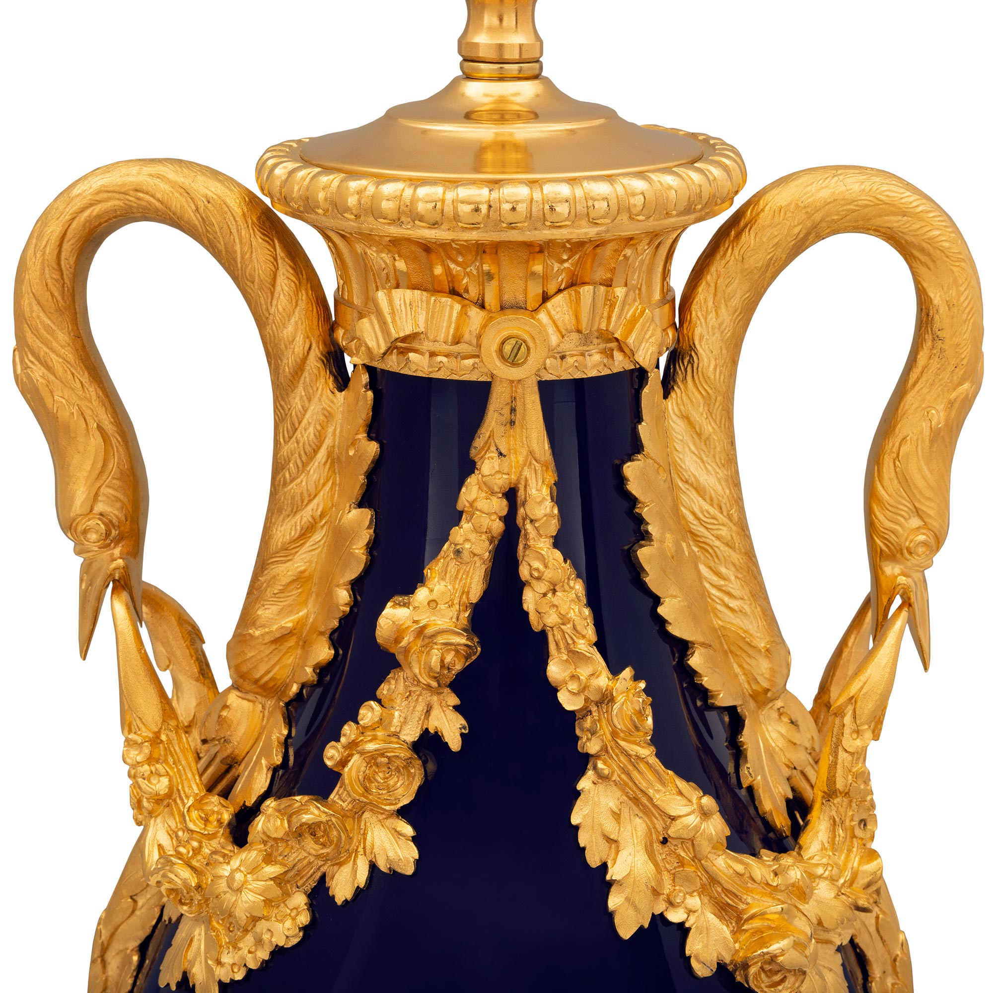 A French 19th Century Louis XVI St. Cobalt Blue Sèvres Porcelain And Ormolu  Lamp