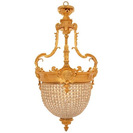 A French 19th century Louis XVI st. ormolu and crystal chandelier