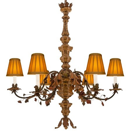 An Italian early 19th century mecca and pressed metal chandelier