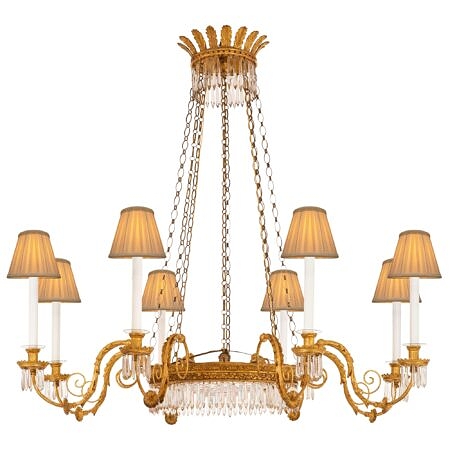 An Italian early 19th century Neo-Classical st. giltwood and crystal chandelier
