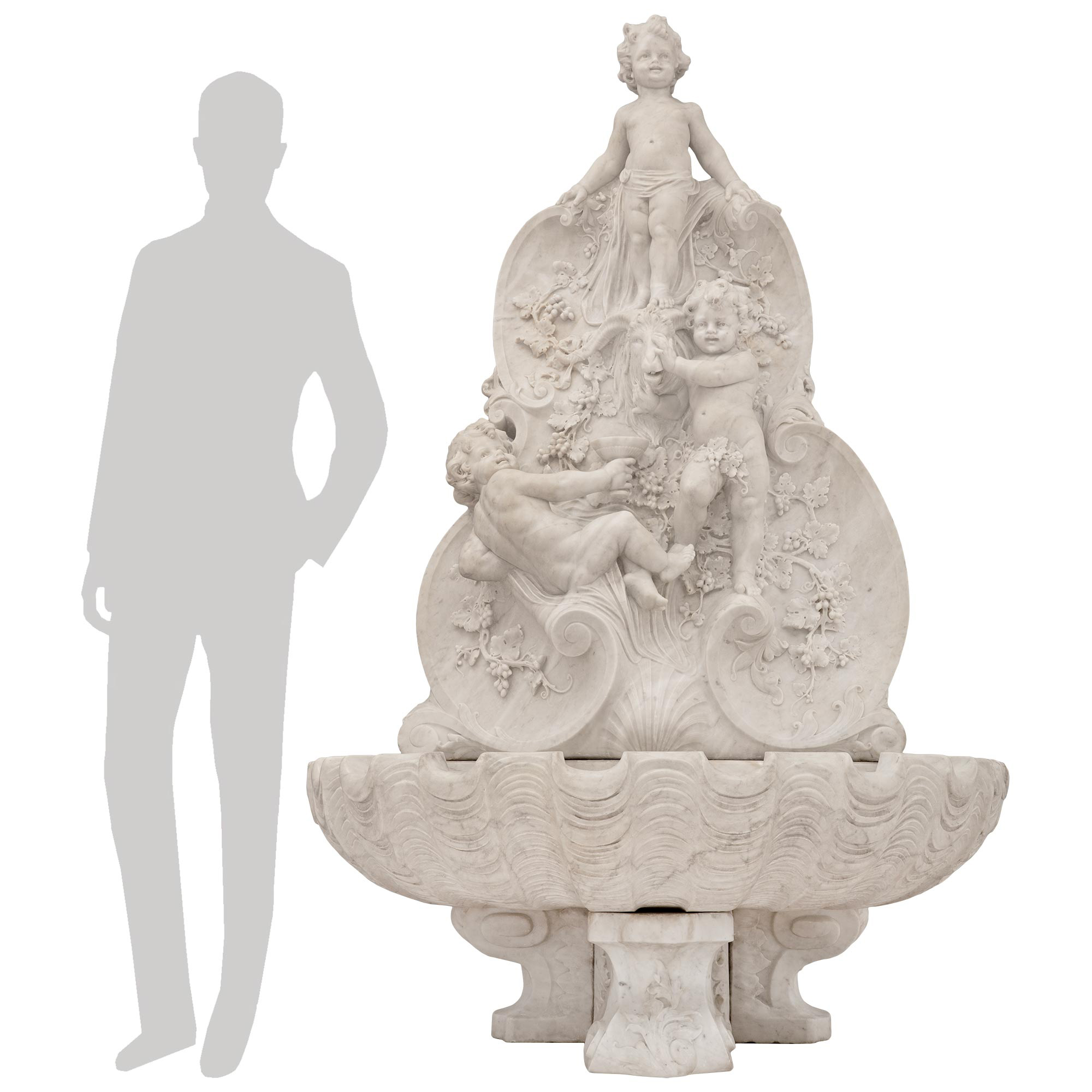 An Italian 19th Century White Carrara Marble Fountain