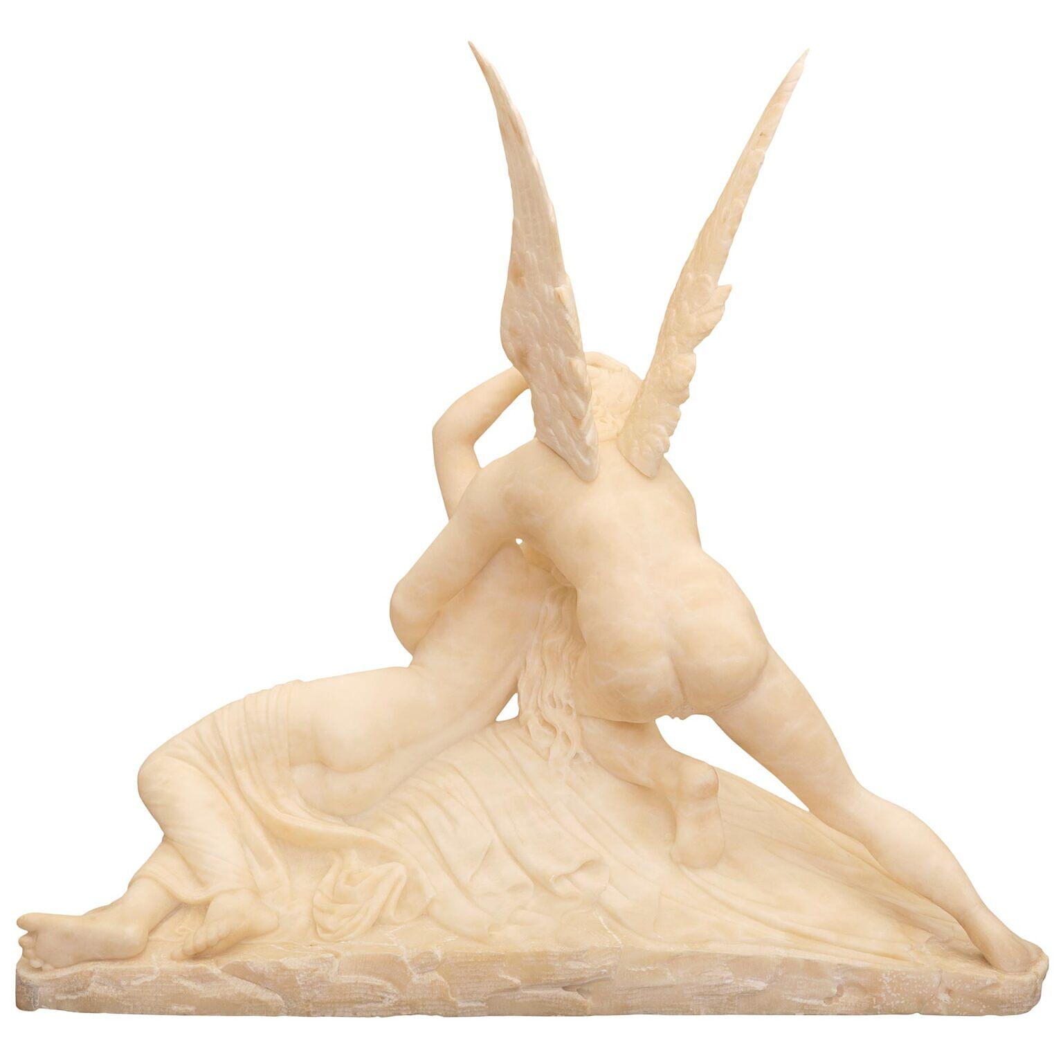 A French Mid 19th Century Alabaster Statue Of Cupid And Psyche - Cedric 