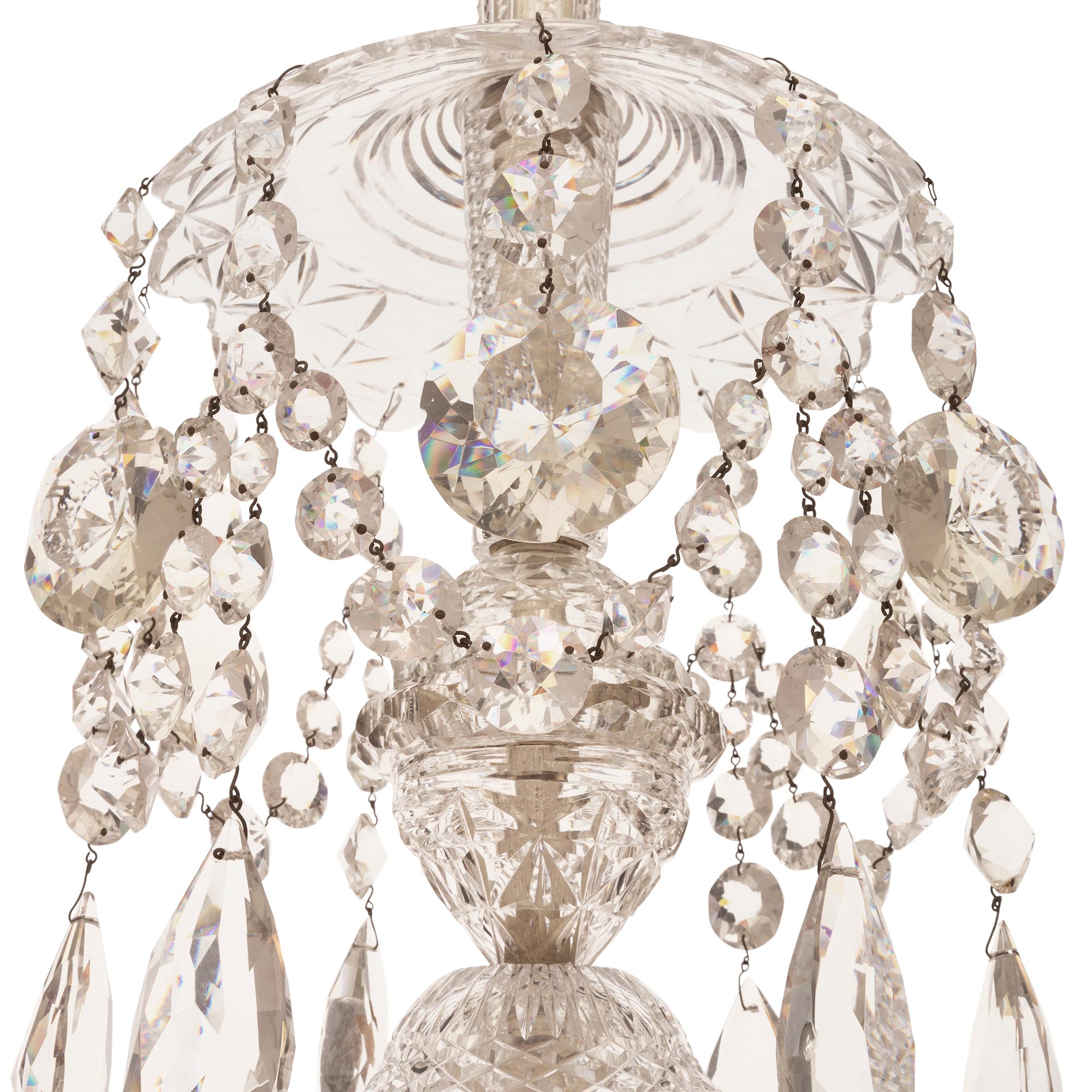 French 19th Century Louis XVI Bronze and Crystal Chandelier, stamped  Baccarat