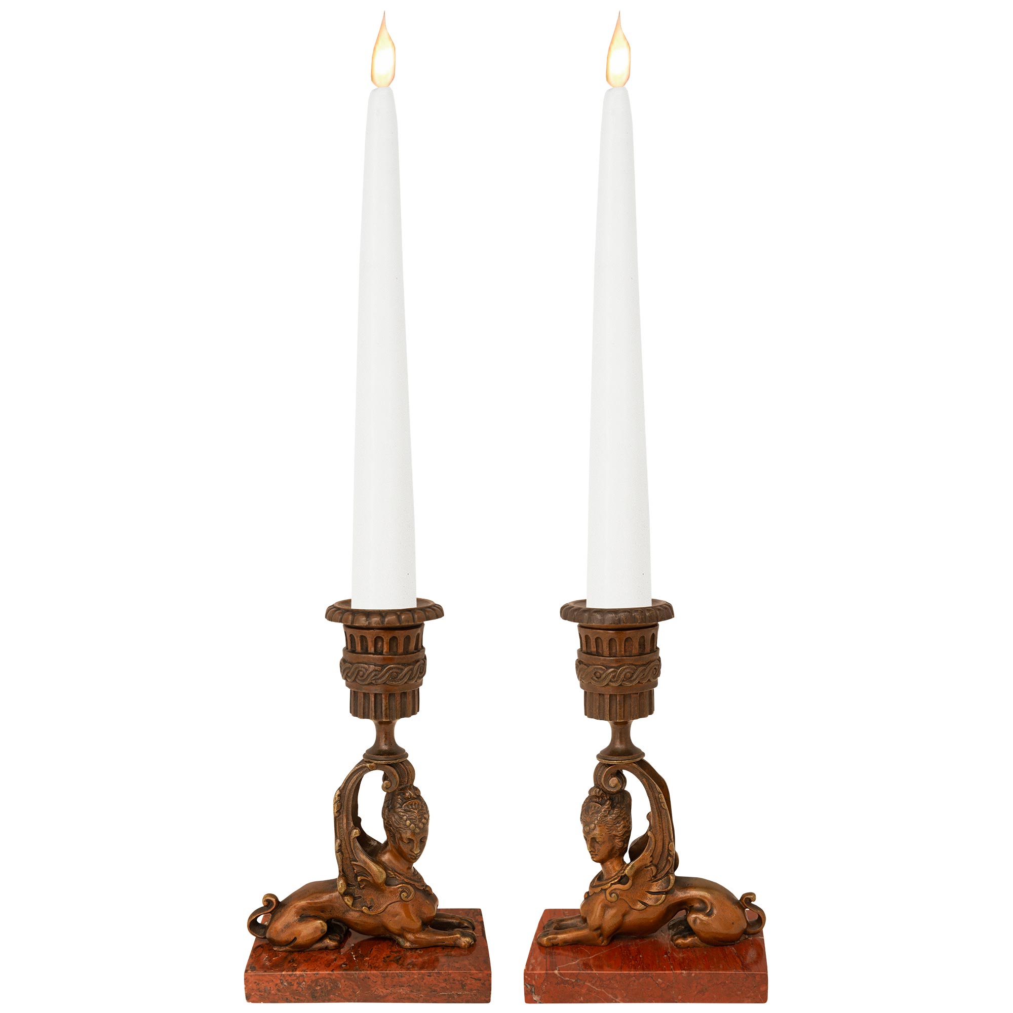 A Pair Of French 19th Century Renaissance St. Bronze And Rosso